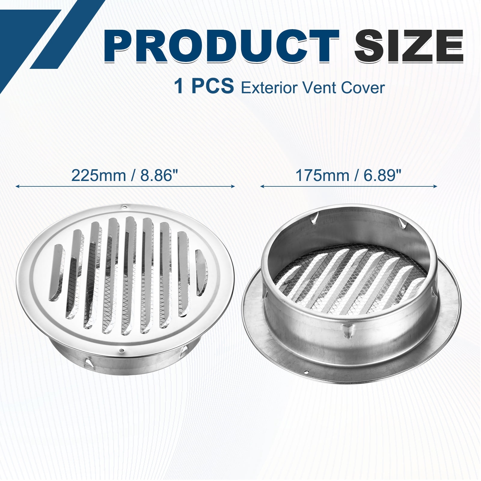 Uxcell Stainless Steel Soffit Vent 7" Round Louver Grille Cover Air Vent Hood Soffit Exhaust with Screen Mesh for Wall Ceiling Mount Bathroom Garage Attic Ventilation