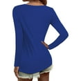 thumbnail image 3 of Frontwalk Ladies Basic V Neck Tops Long Sleeve Loose Pullover Women Solid Color Dailywear T-shirt Blue 2XL, 3 of 3