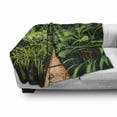 thumbnail image 3 of Peace Garden Soft Flannel Fleece Throw Blanket, Garden with Tropical Plants and Wooden Path Tranquility Harmony Theme, Cozy Plush for Indoor and Outdoor Use, 60" x 80", Green Pale Brown, by Ambesonne, 3 of 6