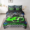 thumbnail image 2 of jejeloiu Speed Sport Car 7-Piece Twin Bedding Sets,Extreme Racing Game Bedding Comforter Set,Black White Green Sheet Sets For Kids,Microfiber Bedroom Decor Reversible, 2 of 8