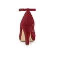 thumbnail image 2 of BLISSFUL STEP Chaussures pour Femmes Bout Rond Talon Aiguille Bride à la Cheville Escarpins Rouge 8,5, 2 of 7