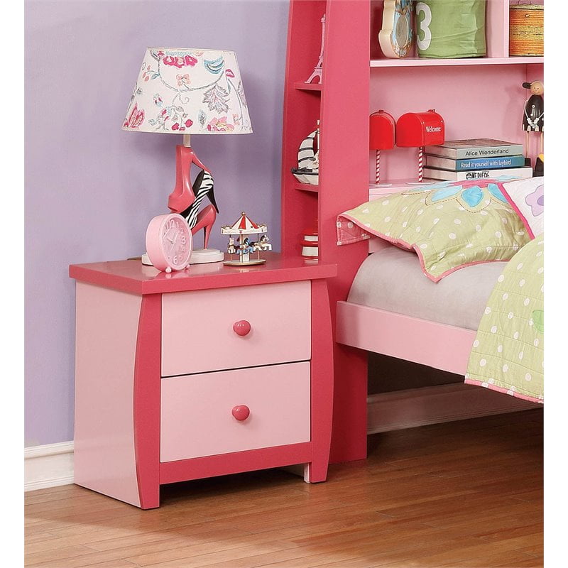 Furniture of America Devon Contemporary 2Drawer Nightstand in Pink