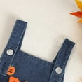 thumbnail image 7 of qiiinnHk Halloween Baby Girl Outfit Denim Jeans Romper Pumpkin/Ghost Onesie Overall Bodysuit First Halloween Girl Clothes 6-12 Months,Orange, 7 of 7