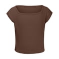 thumbnail image 3 of RUTAYY Girls T-Shirt Square Neck Short Sleeve Solid Color Basic Kids Layering Tops Brown, 3 of 9