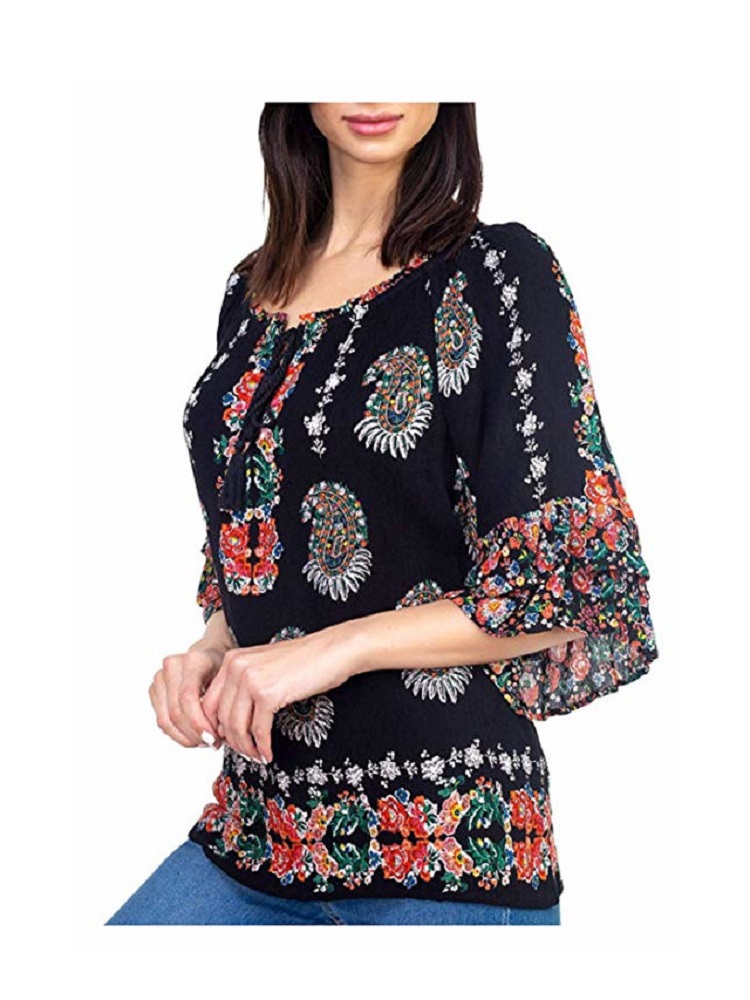 Bila double sleeve ruffle blouse Clearance