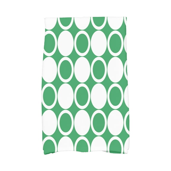 Simply Daisy, 16 x 25 Inch, Small Modcircles, Geometric Print Kitchen Towel, Green