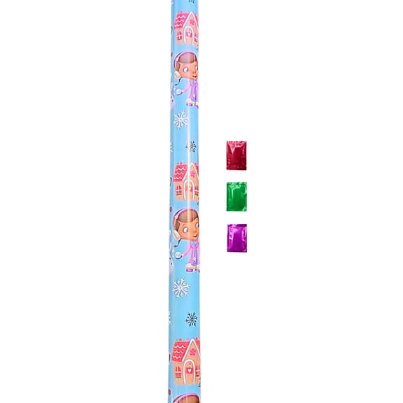 Doc Mcstuffins Christmas Wrapping Paper 1 Roll (20 Sq Ft), Blue Gift Wrap for Birthday Baby Shower Hanukkah Holiday New Year Thanksgiving Halloween Presents w/ Bonus Snoep in Beperkte Oplage