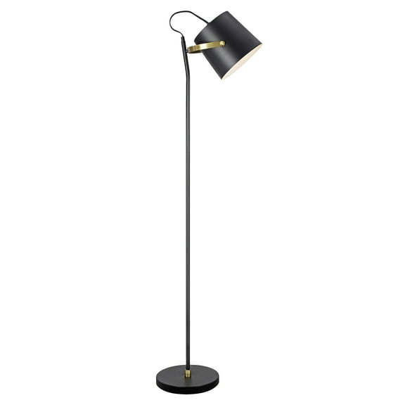 Aspen Creative 42001-54-1, Floor Lamp, Matte Black w/Antique Brass Finish, Size: 15-3/4" L x 9-7/8" W x 57-1/8" H, E26 Socket, Bulb Not Included