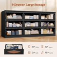 thumbnail image 5 of 63.2" Wide Dresse with 9 Drawers for Bedroom, Chest of Wooden Drawers,Vintage Dresser,Closet Storage Dressers Organizer for Bedroom, Living Room, Hallway (Black+Brown) (9 Drawers), 5 of 8
