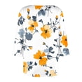 thumbnail image 6 of Plus Size Tops for Women Asymmetrical Square Neck with Button Detail Short Sleeve T-shirts Dressy Casual (3XL, Yellow-Floral), 6 of 7