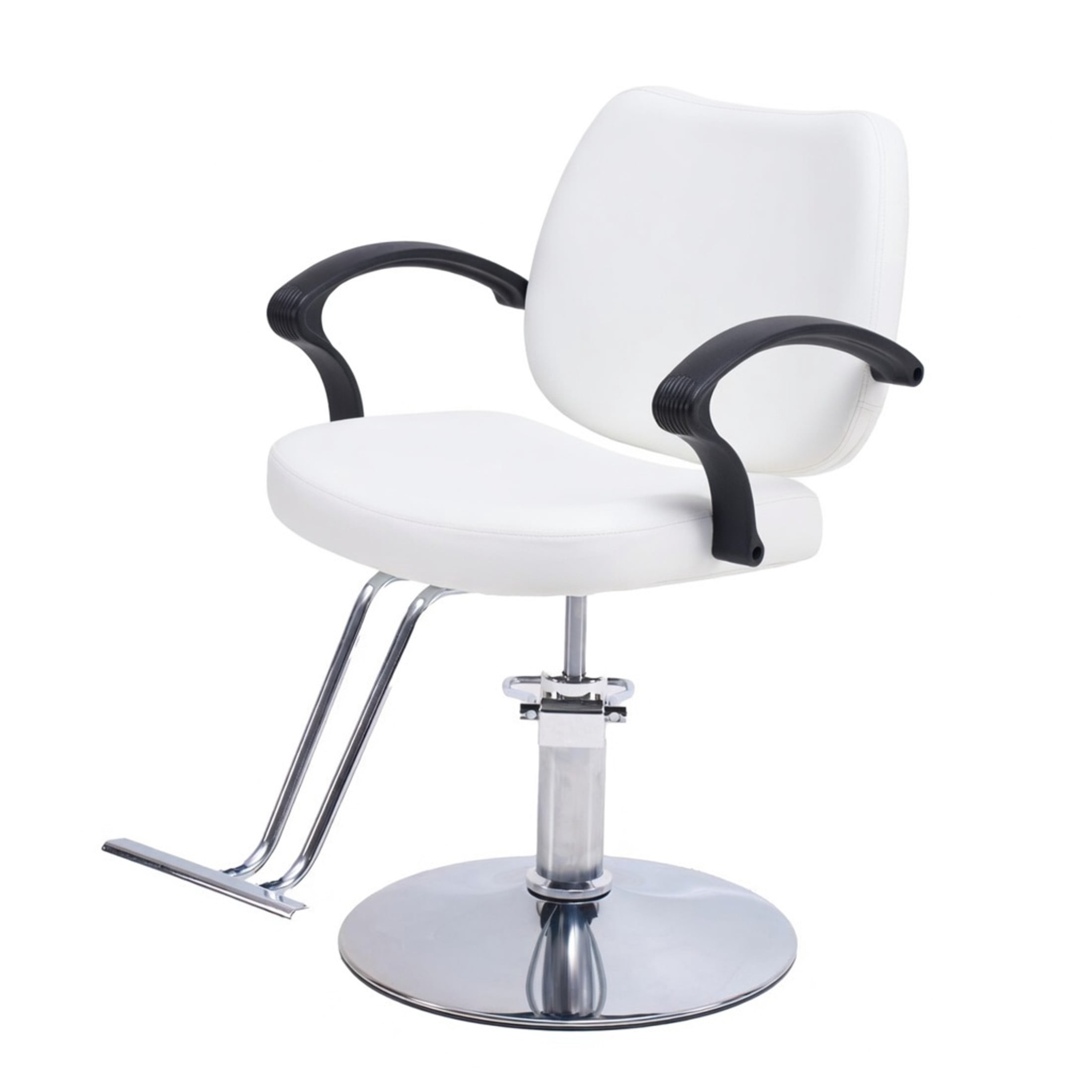 Noble House Hydraulic Barber Styling Chair, Adjustable Height, PU Upholstery, White + Chrome