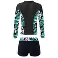 thumbnail image 2 of YONGHS Girls 2 Pcs Swimsuit Summer Floral Printed Long Sleeve Swim Top with Boyleg Shorts Suit Zipper Lily 16, 2 of 7