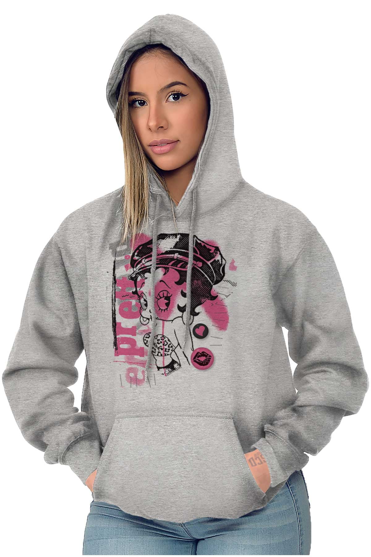 Betty Boop Pretty Punk Paint Splatter Hoodie Sweatshirt Women Brisco