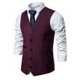 thumbnail image 2 of Chaqueta de Traje de Ocio de Bolsillo sin Cuello en V de Color Sólido sin Mangas, Trajes de Hombre de Ajuste Delgado para el Uso Formal Informal, 2 of 6
