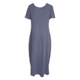 thumbnail image 5 of JIAYUE Women's Dress A-Line O-Neck Ankle-Length Casual Maxi With Pockets Elegant Solid Color Short Sleeve Flowy Plus Size Comfortable For Everyday Wear Stylish Female Dresses, 5 of 5