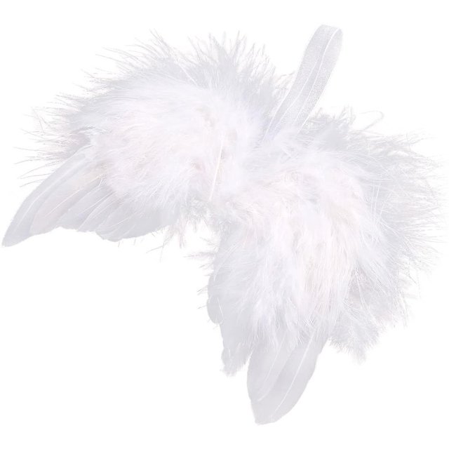 Alas de ángel colgantes decoraciones de árbol de navidad plumas alas lazos de navidad arbol de navidad plumas colgantes alas de ángel decoración 10 piezas Afortunado Sencillez