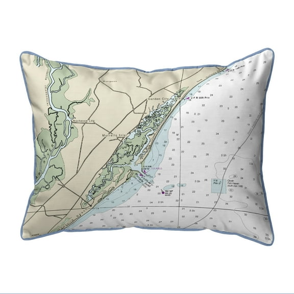 Betsy Drake HJ11535M 16 x 20 in. Murells Inlet, SC Nautical Map Large Corded Indoor & Outdoor Pillow