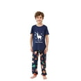 thumbnail image 3 of Odeerbi Christmas Pajamas for Family Holiday Short Sleeve Family Christmas Pajamas Matching Sets Kids Casual Print Top with Bottom Outfits Home Wear Sleepwear Family Matching PJs Set Blue, 3 of 7