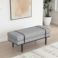 thumbnail image 6 of Benjara Bench- Black Metal Base- Gray Boucle and Yarn- Faux Leather- 46 Inch, 6 of 6