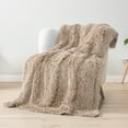 thumbnail image 3 of PAVILIA Taupe Tan Fluffy Throw Blanket for Couch, Twin Bed, Fuzzy Blanket for Women Men, Furry Plush Warm Blanket Bed Sofa, Super Soft Thick Faux Fur Sherpa Blanket Throw, 60x80, 3 of 9