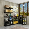 thumbnail image 5 of Shuntong 34" W x 14" D x 72" H 5 Tier Storage Shelves Load 2750 Ibs, Heavy Duty Black Garage Shelving, Adjustable Narrow Industrial Shelf Unit with Metal Frame & Laminated Particle Board, 5 of 8