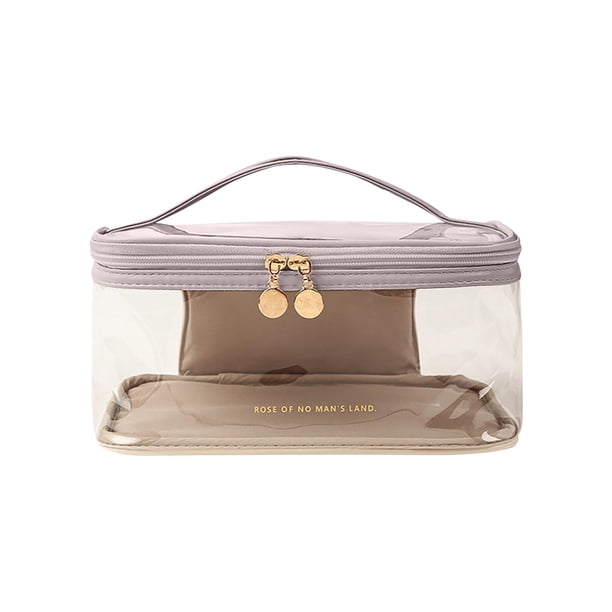 Bolsa de cosméticos transparente de gran capacidad para guardar cosméticos, lápiz labial, color puro, bolsa de aseo portátil avanzada
