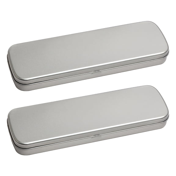 2 Pcs Pencil Box Pen Box Metal Storage Boxes with Lid Easy to Carry Pen Case Stationery Container