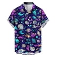 thumbnail image 5 of Xcmzpl Men's Hawaiian Print Button Down Shirt Rolled up Short Sleeve Casual Summer Top Camp Collar Loose Fit Tshirts Dark Blue XXXXXL, 5 of 7