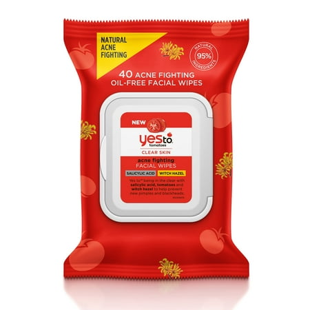 Yes To Tomatoes Acne Fighting Facial Wipes with Witch Hazel & Salicylic Acid 40