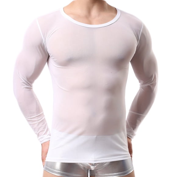 Men's Sexy Underwear Mens Sexy Lingerie T-Shirt Vest Sexy Breathable Mesh See-through Underwear Top