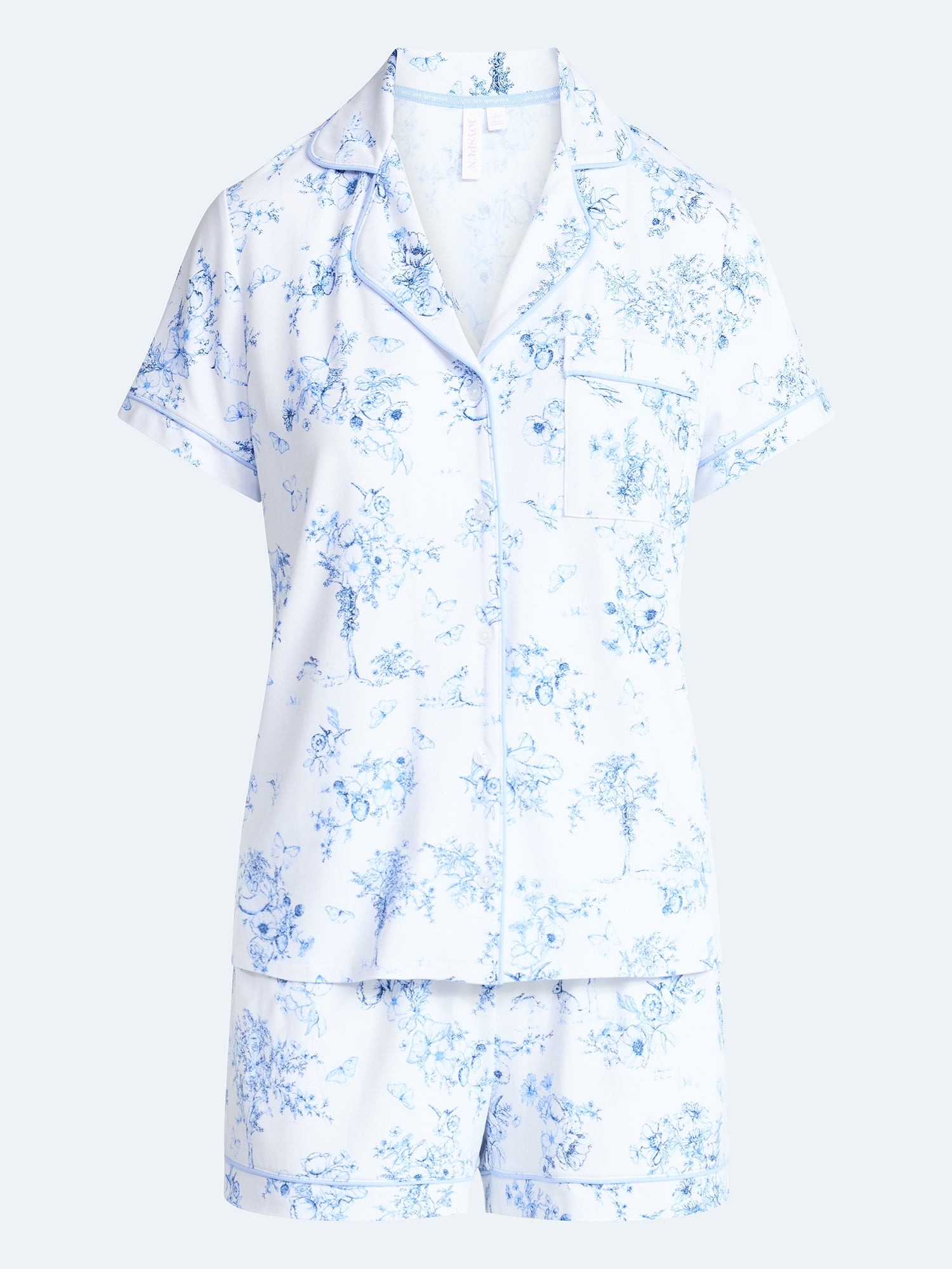 Joyspun Women's Dreamy Soft Collection Notch Collar Top and Shorts Pajama Set, 2-Piece, Sizes XS-3X