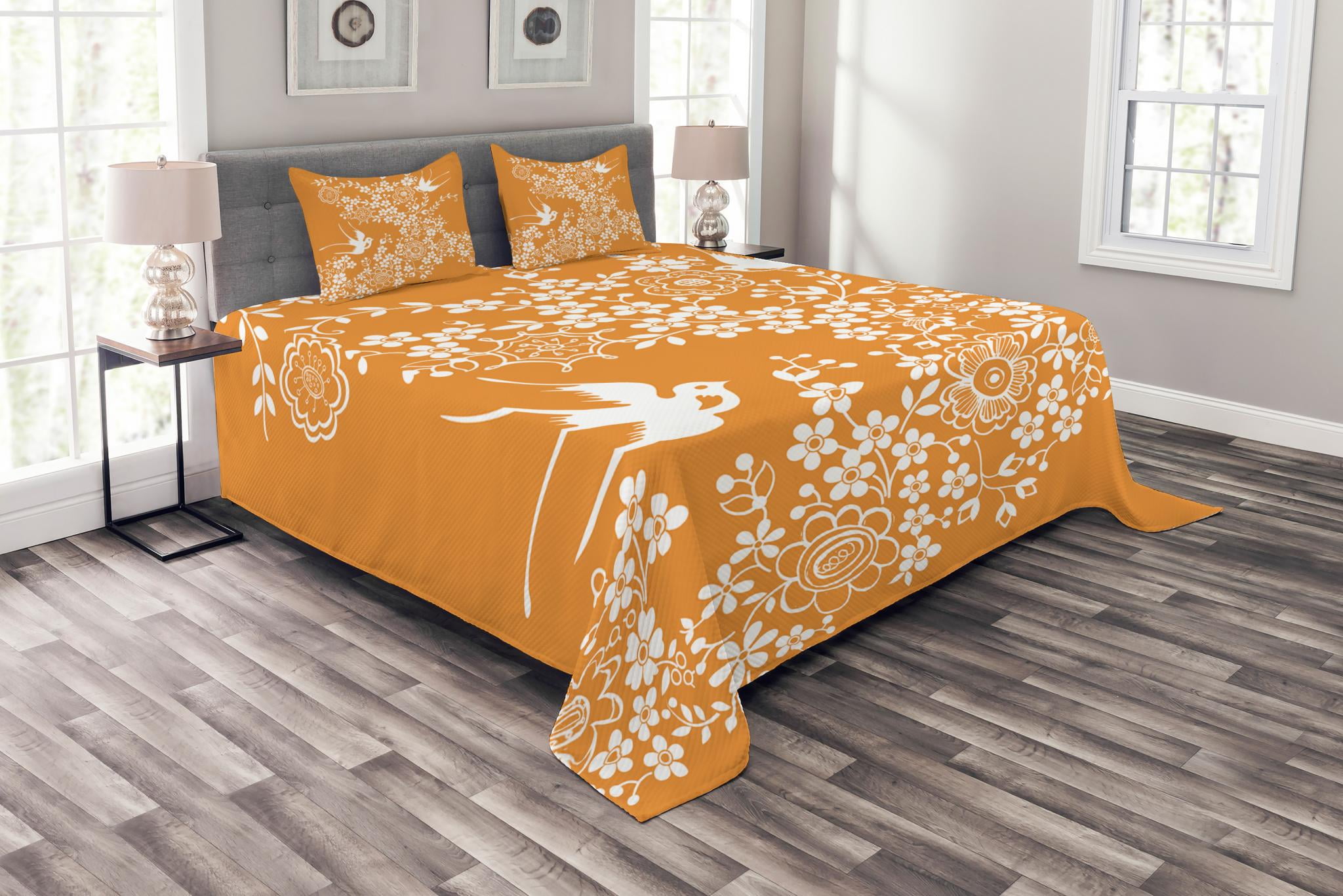 Japanese Bedspread Set Queen Size, Oriental Floral Japanese Style