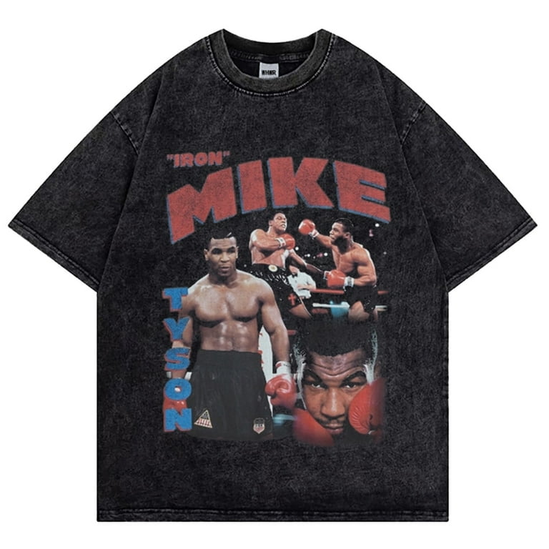 JHPKJVintage Washed Men T Shirts Boxing Champion Mike Tyson Print T Shirt Summer 100 Cotton Casual Tees Unisex Loose Hip Hop Tops Walmart