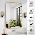 thumbnail image 5 of Easy4Home 48"x30" Rectangular Bathroom Mirror Hanging Rounded Corners Vanity Mirror Wall Mounted, Gold, 5 of 7