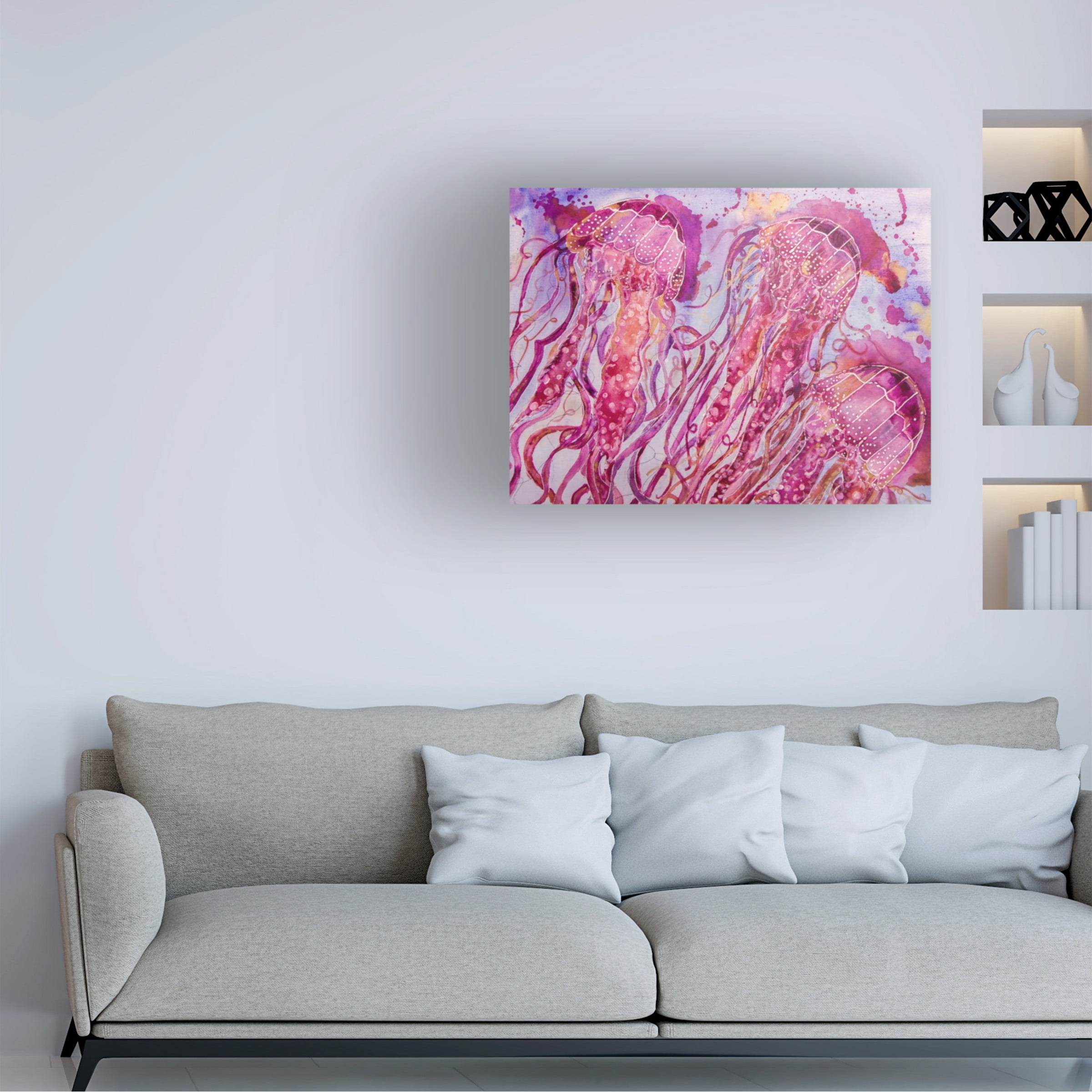 Trademark Fine Art 'Pink Jellyfish' Canvas Art by Lauren Moss