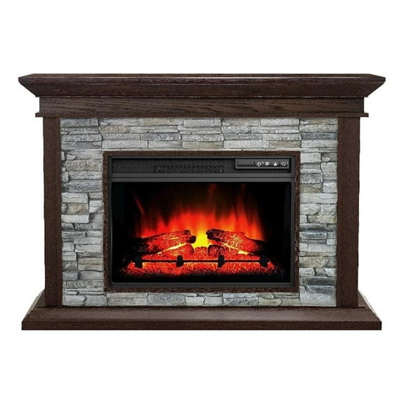 Pemberly Row 50" Freestanding Electric Fireplace Fully Assembled in Dark Brown