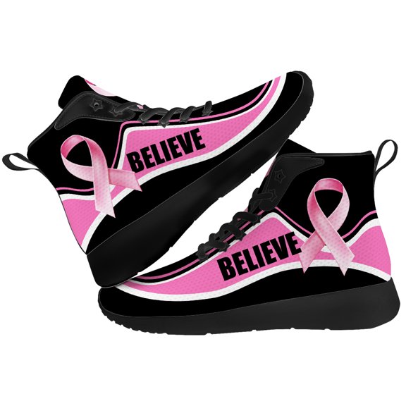 Aidianart Womens Breast Cancer Awareness High Top Sneakers High Top Shoes Size 7