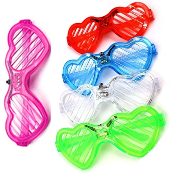LINLIN LED Glasses, 5 Pack 5 ColorLED Cold Light Square Love Blinds Glasses Cold Light Strip Flashing Glasses LED Light Glowing Glasses for Halloween Christmas Party