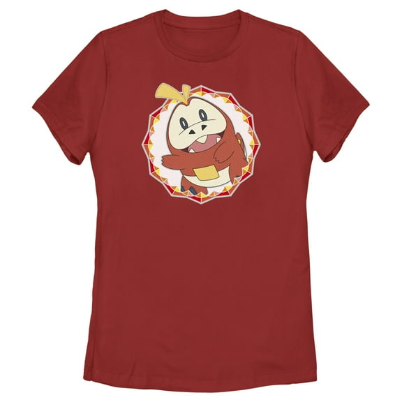 Women's Pokemon Fuecoco Circle  Graphic Tee Red Medium