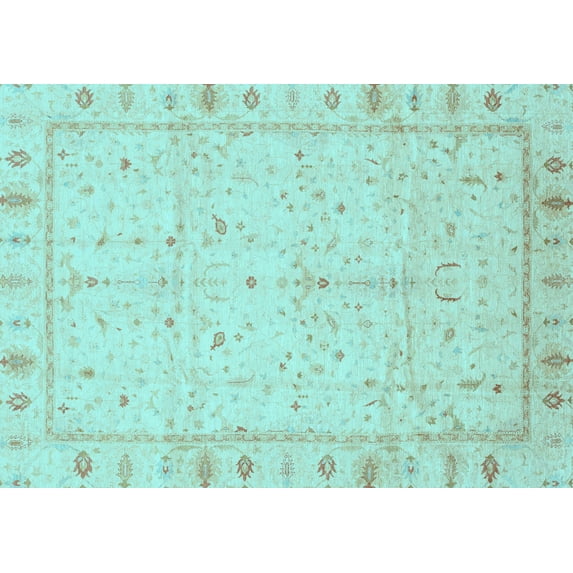 Ahgly Company Indoor Rectangle Oriental Light Blue Traditional Area Rugs, 2' x 4'