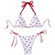 thumbnail image 1 of Traje baño con estampado fresa para mujer, Top con cuello Halter, sujetadores y Tanga, traje baño pequeño con lazo, 1 of 5