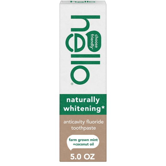 hello Naturally Whitening Anticavity Fluoride Toothpaste, Mint, 5 Oz