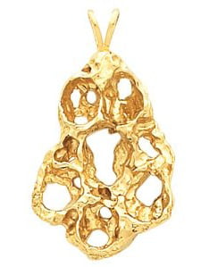14k Yellow Gold Nugget Pendant Necklace 33x19mm Jewelry Gifts for Women -  7.2 Grams