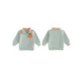 thumbnail image 2 of RUINIXCW Toddler Boy Girl Halloween Outfit Infant Baby Girl Boy Fall Winter Sweatshirt Clothes Pumpkin Embroidery Lapel Neck Half Zipper Long Sleeve Pullover Tops, 2 of 9