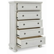 Ashley Furniture Robbinsdale 5-Drawer Wood Chest in Antiqued White