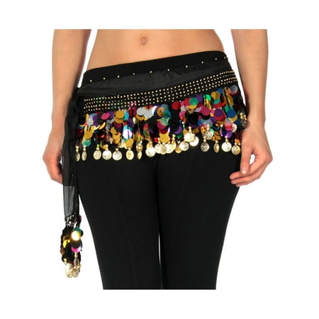 Belly Dance Dancer Dancing Veil - Simplicity Belly Dancer's Wrap Skirt/Belt w/ Multi-Color Coins Belly Dance