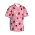 thumbnail image 3 of Xecao Strawberry and Ladybugs print Hawaiian shirt - a stylish short-sleeve button-down for men, perfect for casual beach and tropical outings., 3 of 9