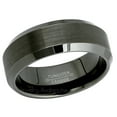 thumbnail image 2 of Beveled Gunmetal Tungsten Ring - Mens Tungsten Carbide Wedding Band - 8mm Anniversary Band JATN617Ns11.5, 2 of 6