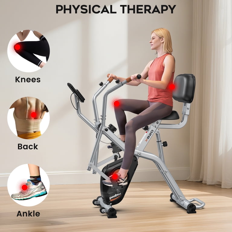 Pooboo Magnetic Exercise Bike with Arm Exerciser, Foldable photo 4