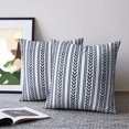 thumbnail image 2 of Pillow Covers 18x18 Set of 2, Navy Blue Botanical Throw Pillow Covers Decorative Couch Cushion Cover, Modern Farmhouse Striped Microfiber Soft Square Pillowcases for Bedroom Living Room Sofa, 2 of 9